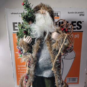 Vintage X'mas Rustic Santa Claus 17.5" Figurine Woodland Christmas Decor Used